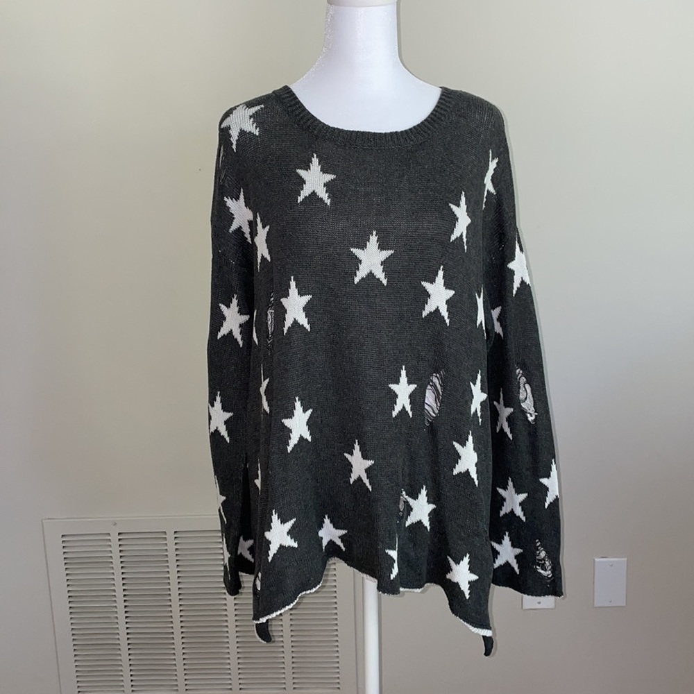 Distressed Star Sweater